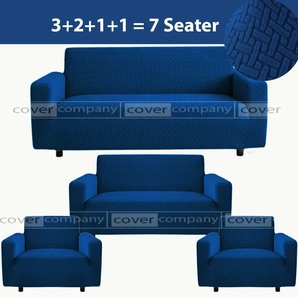 STRIPE JACQUARD SOFA COVER BLUE