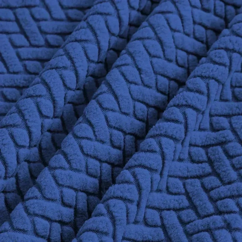 Velvet Strip Design Fitted Dinning Chair Covers  Blue