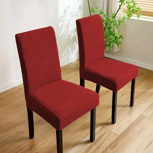 Velvet Strip Design Fitted Dinning Chair Covers Maroon
