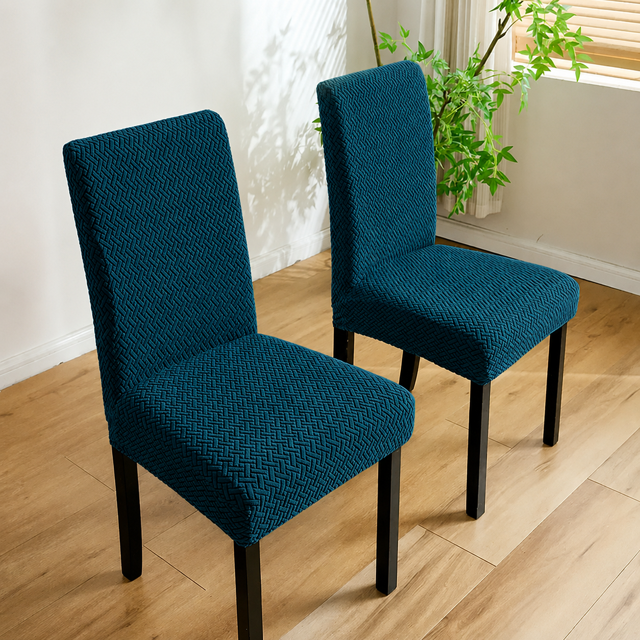 Velvet Strip Design Fitted Dinning Chair Covers Zink