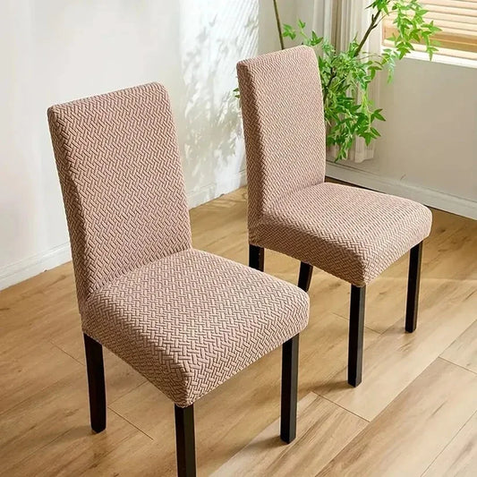 Velvet Strip Design Fitted Dinning Chair Covers Skin