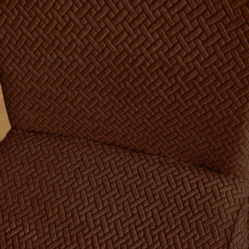Velvet Strip Design Fitted Dinning Chair Covers  Brown