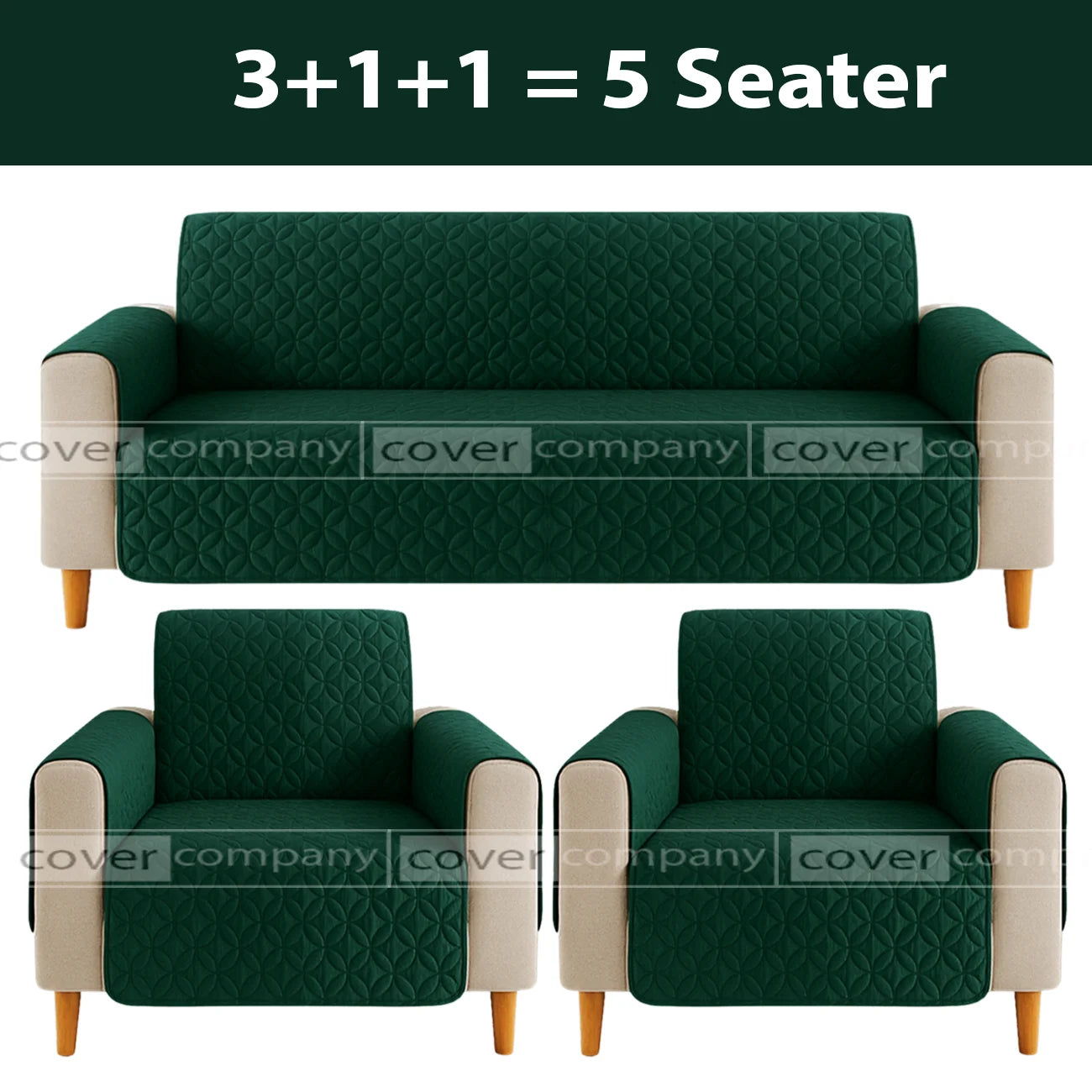 Ultrasonic Sofa Cover  (GREEN )