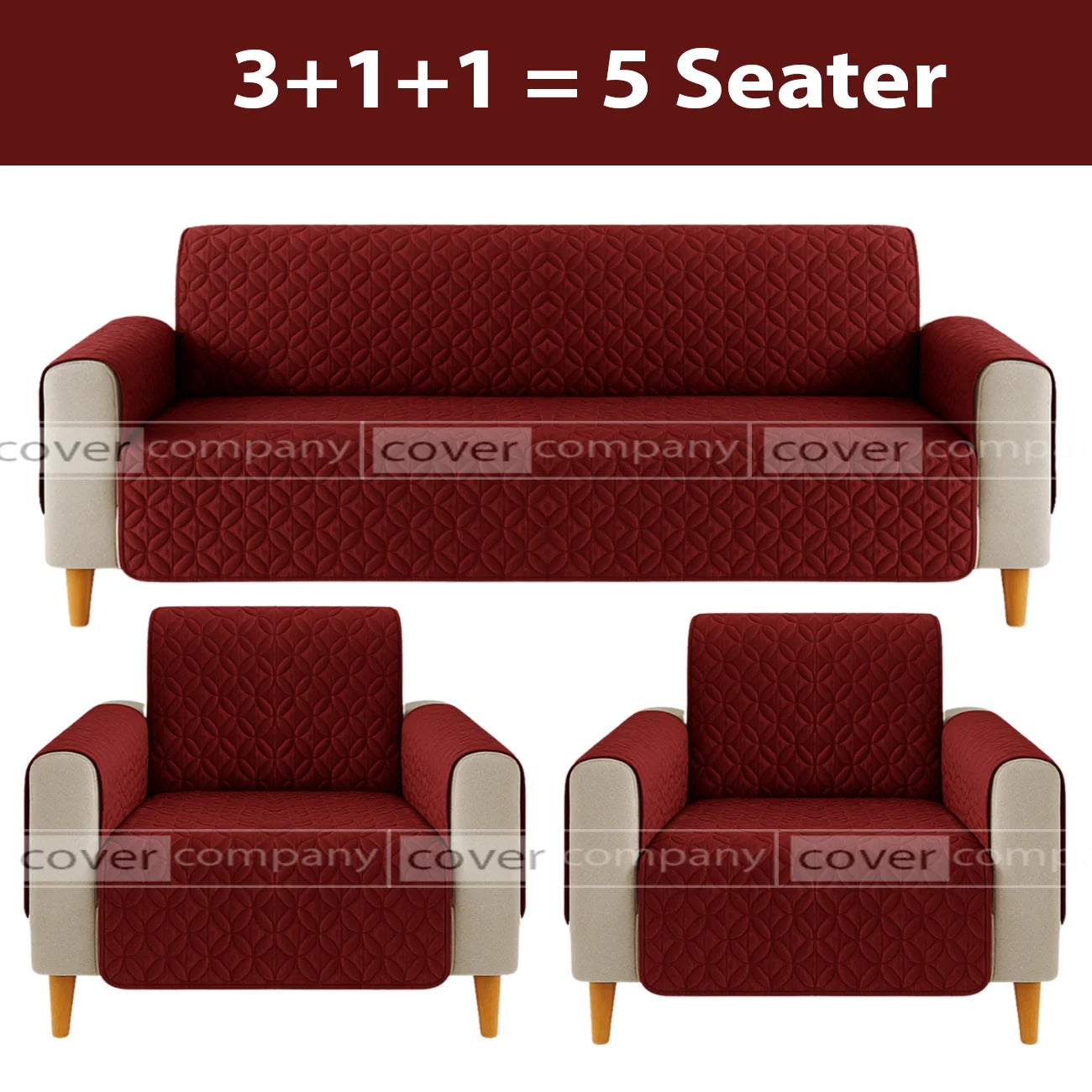 Ultrasonic Sofa Cover  (Maroon)