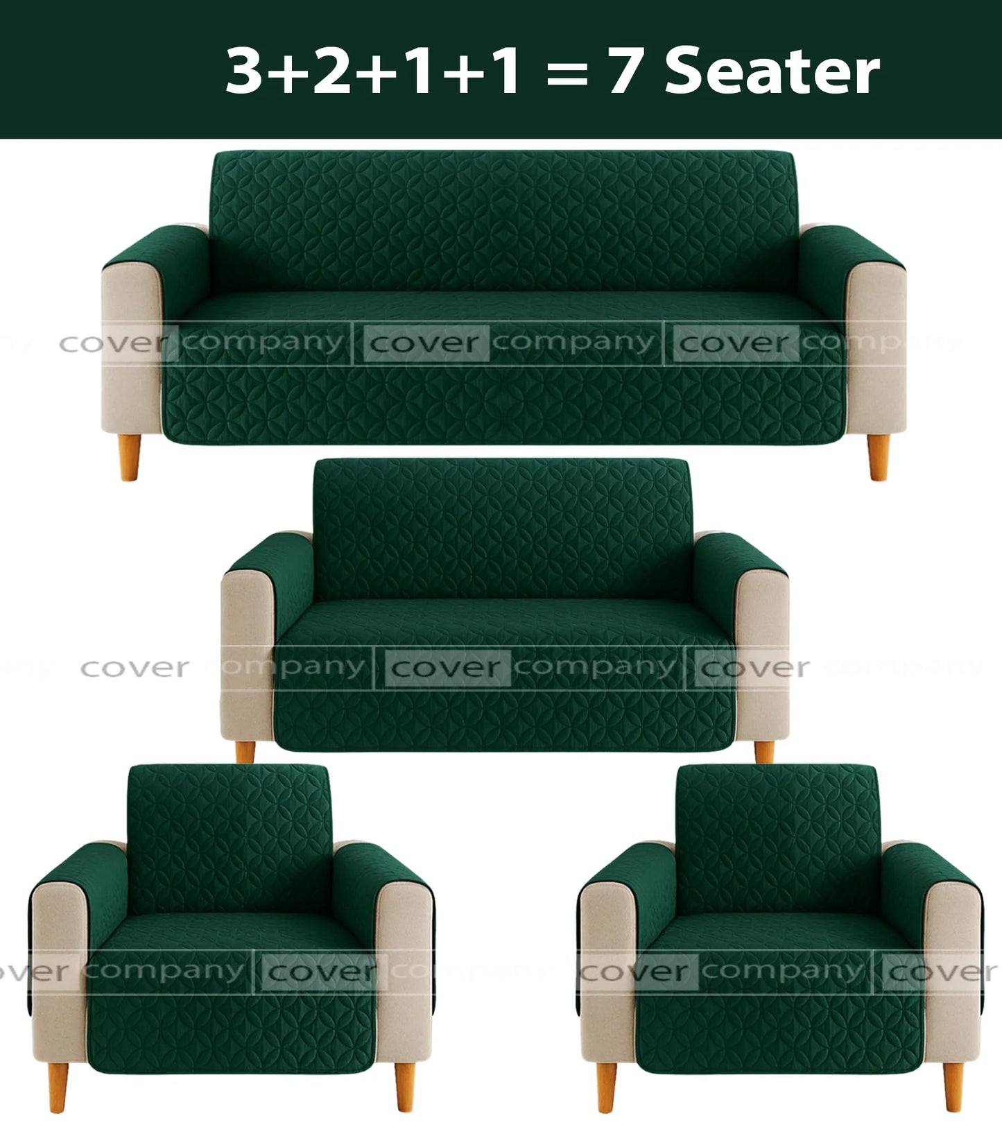 Ultrasonic Sofa Cover  (GREEN )