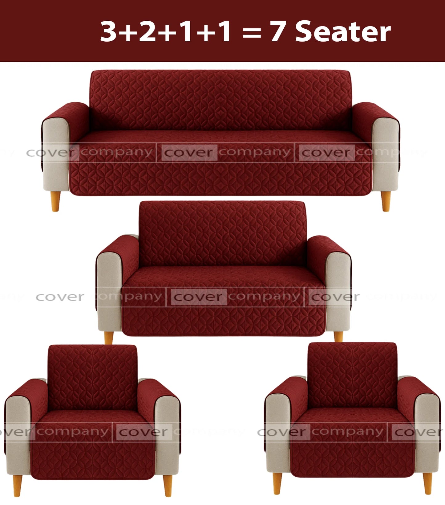Ultrasonic Sofa Cover  (Maroon)