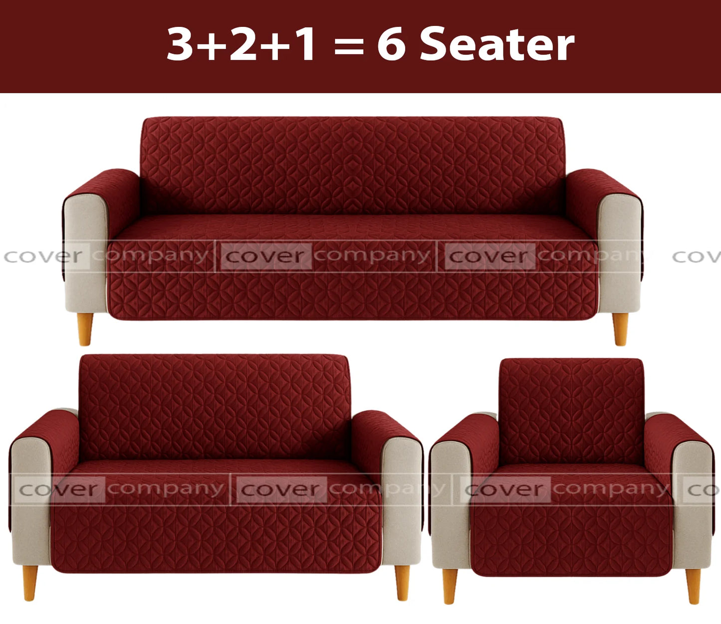 Ultrasonic Sofa Cover  (Maroon)