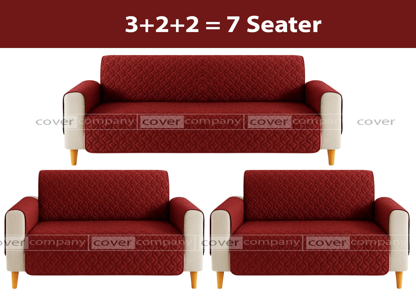 Ultrasonic Sofa Cover  (Maroon)
