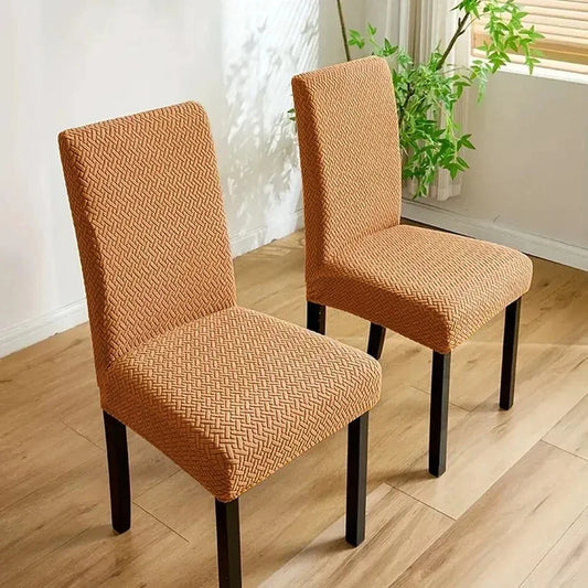 Velvet Strip Design Fitted Dinning Chair Covers Coper
