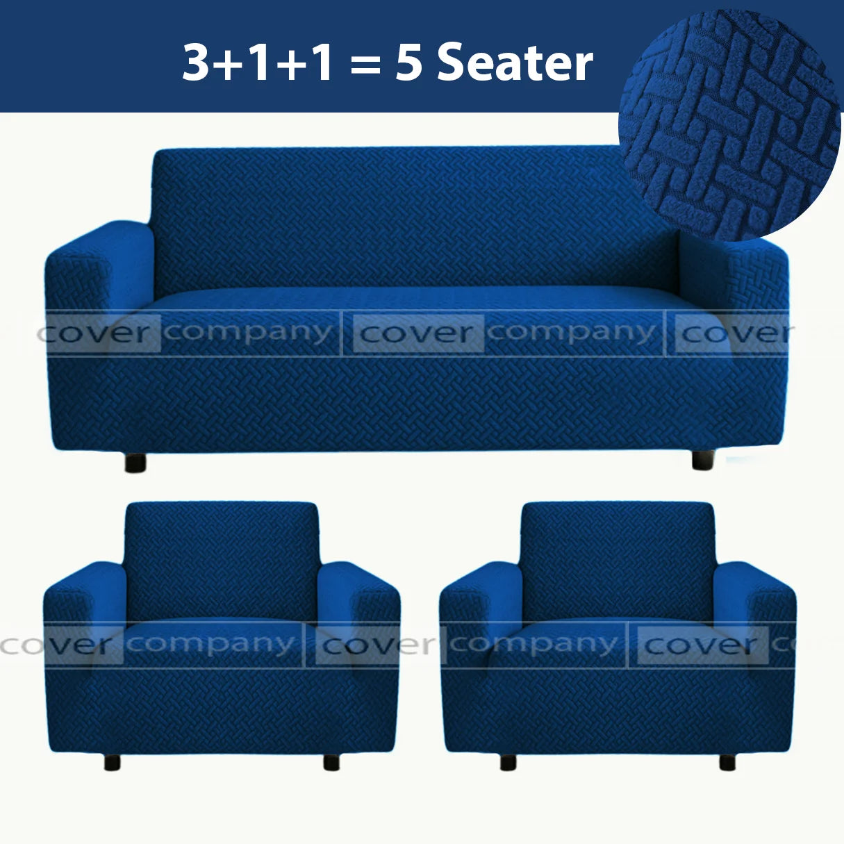 STRIPE JACQUARD SOFA COVER BLUE