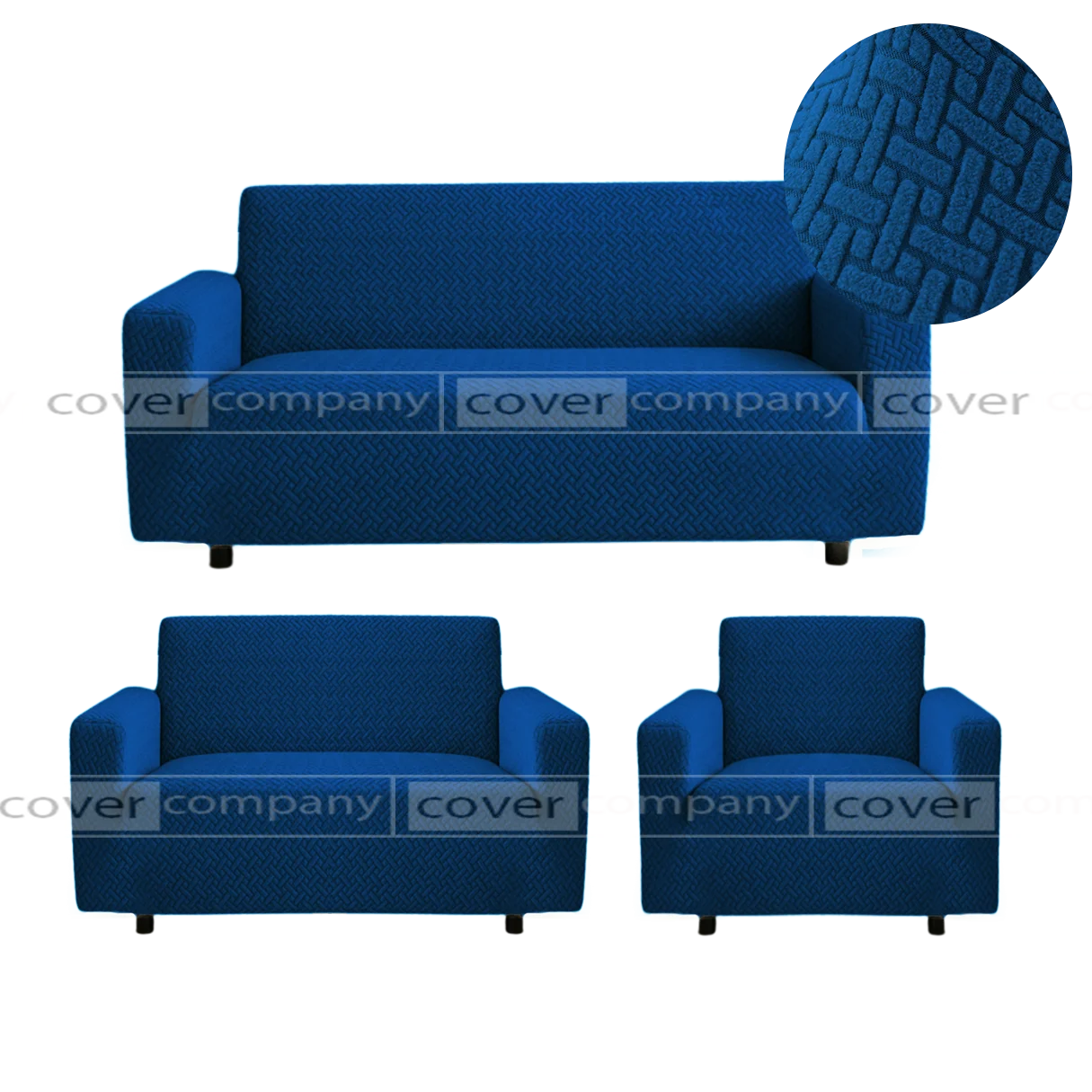 STRIPE JACQUARD SOFA COVER BLUE