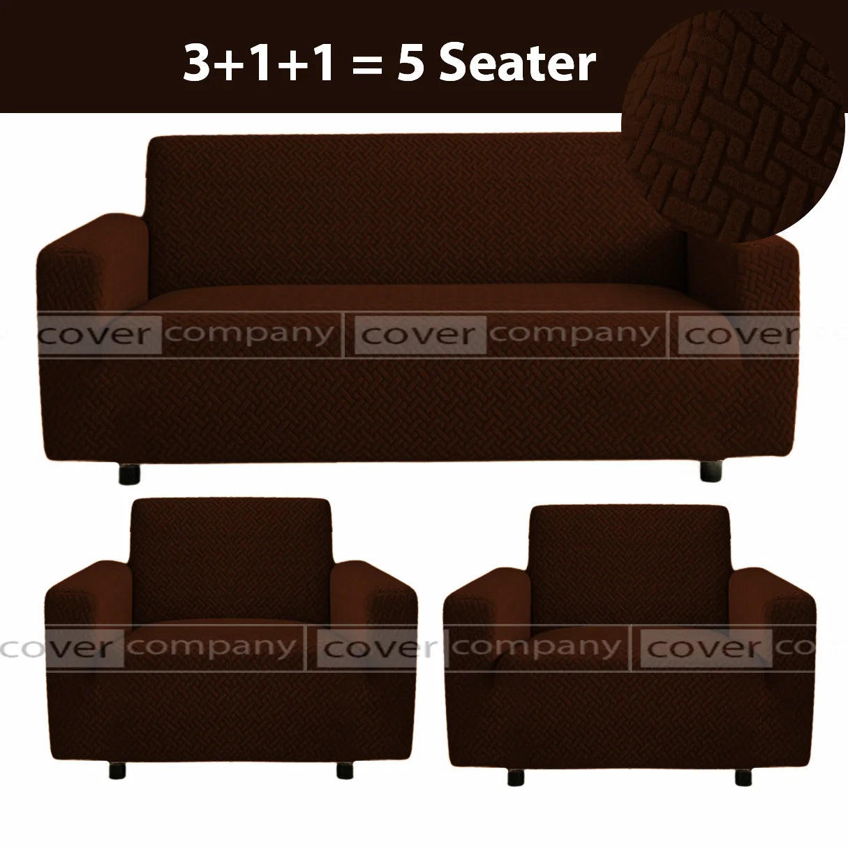 STRIPE JACQUARD SOFA COVER BROWN