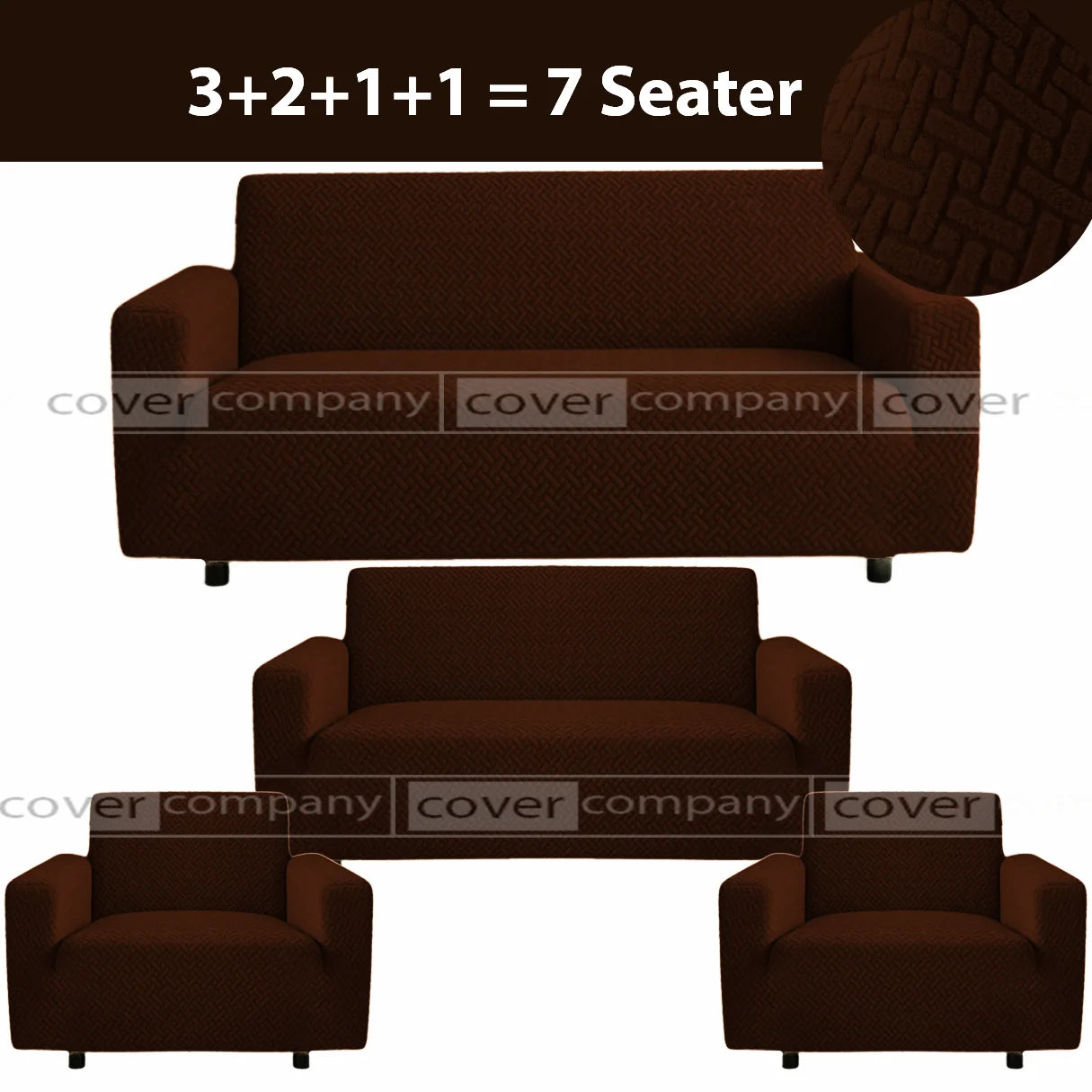 STRIPE JACQUARD SOFA COVER BROWN