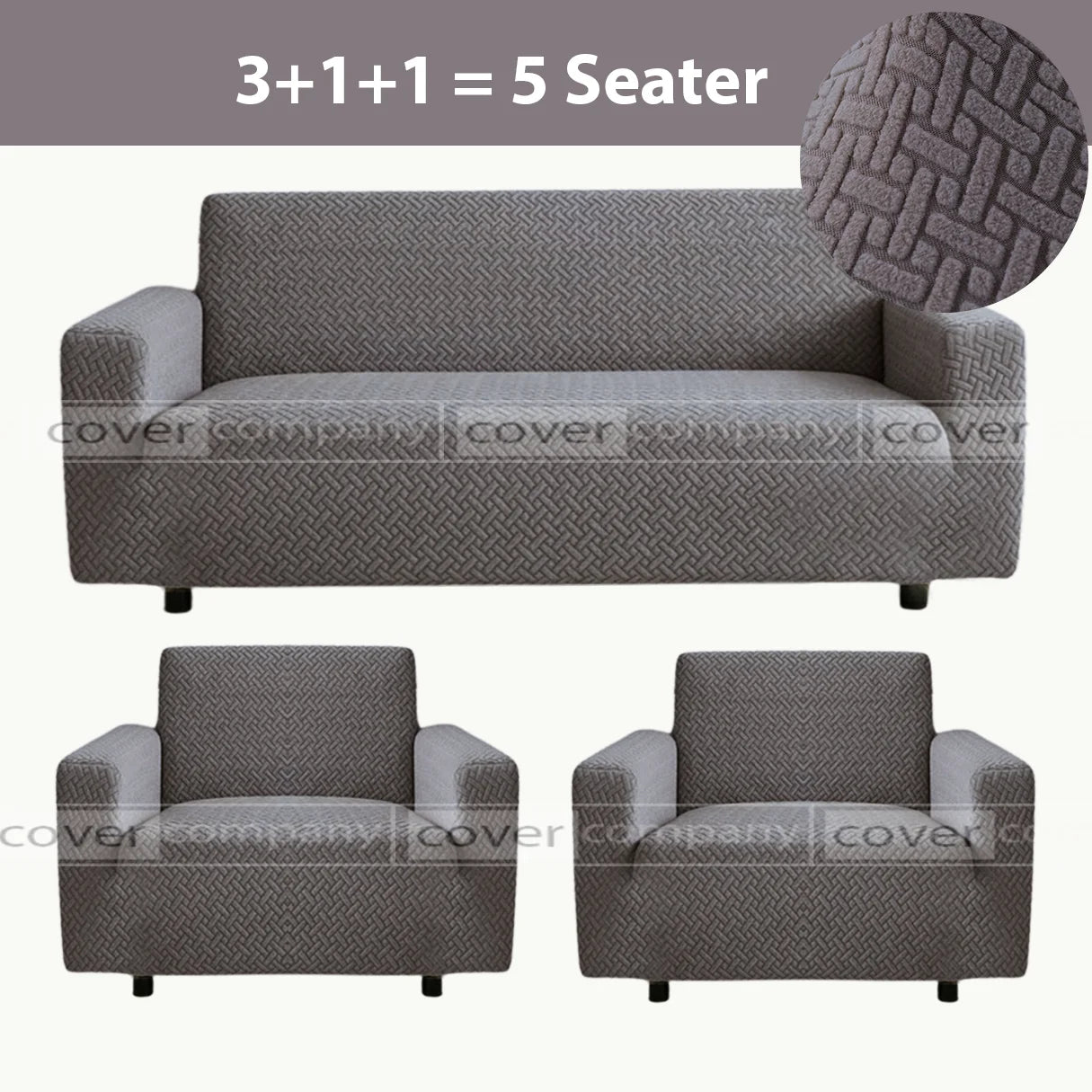 STRIPE JACQUARD SOFA COVER GREY