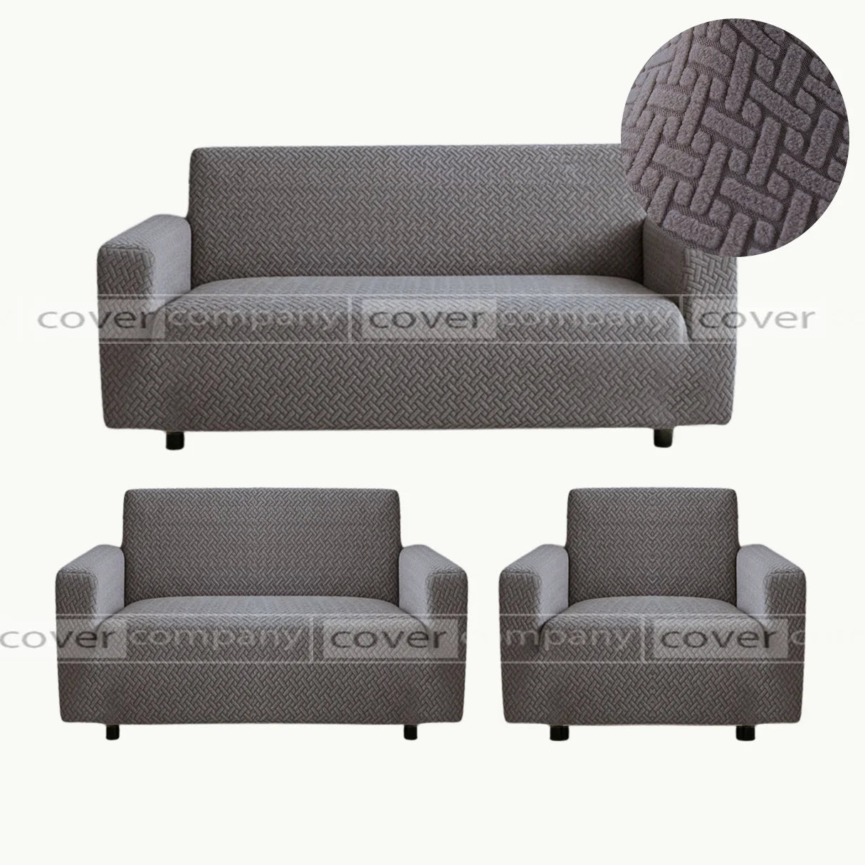 STRIPE JACQUARD SOFA COVER GREY
