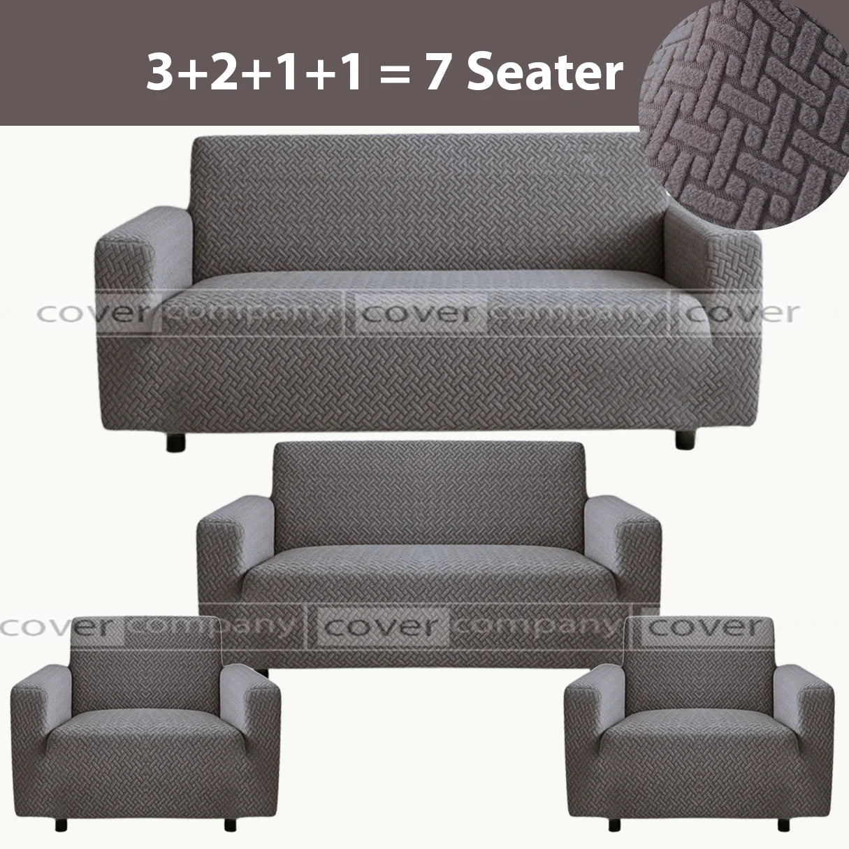 STRIPE JACQUARD SOFA COVER GREY