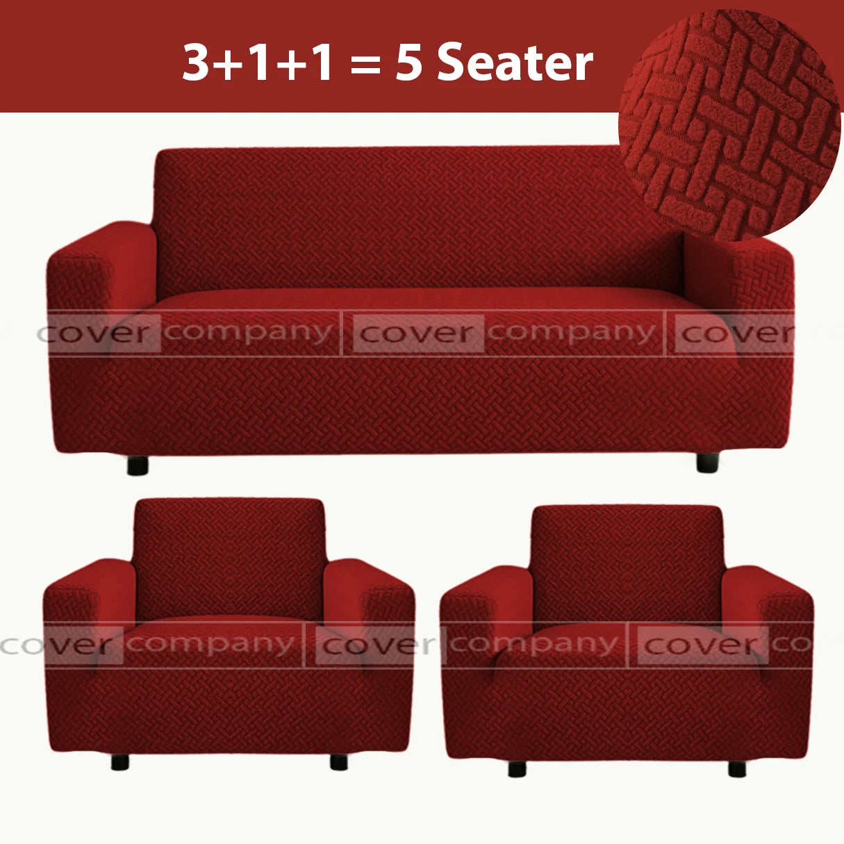 STRIPE JACQUARD SOFA COVER MAROON