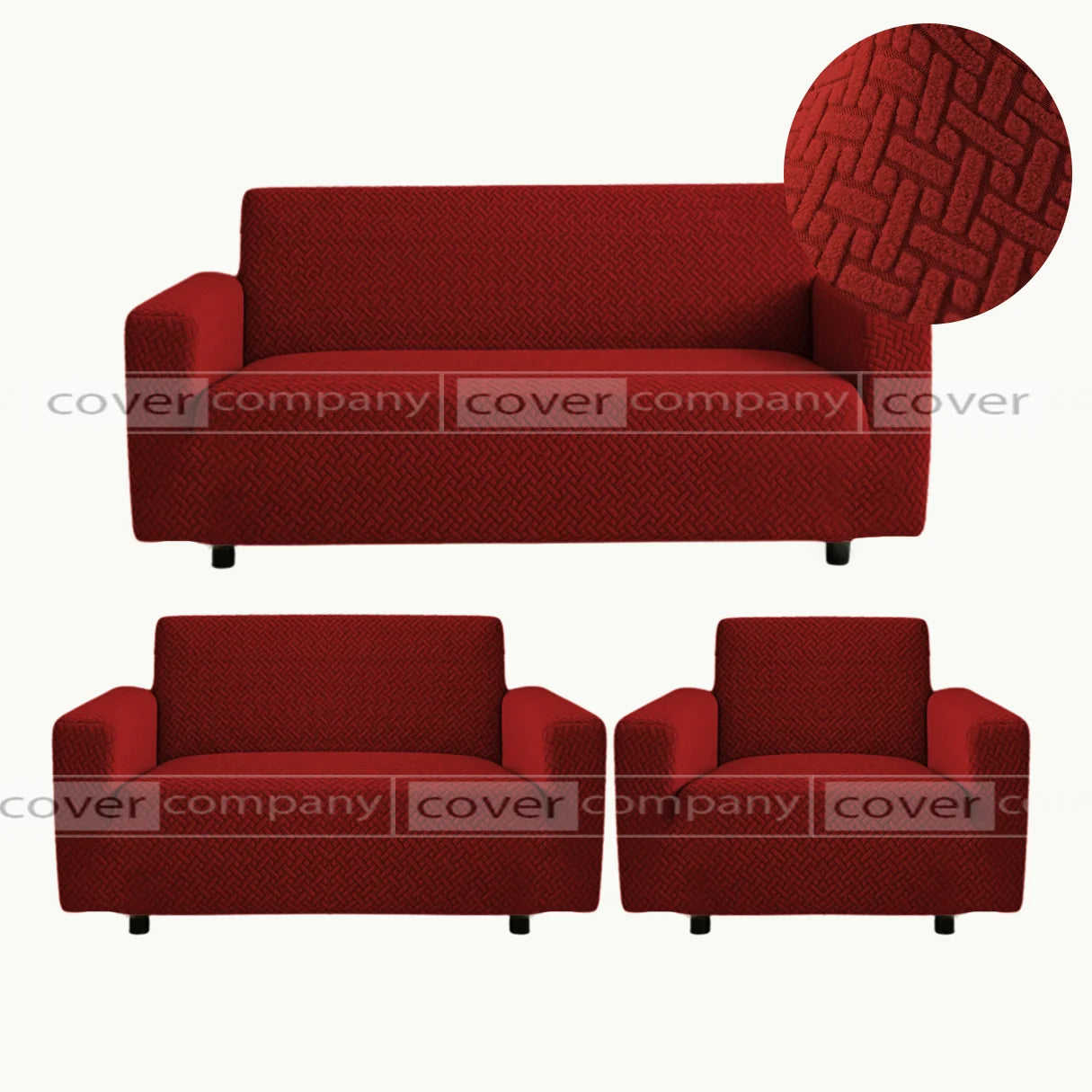 STRIPE JACQUARD SOFA COVER MAROON