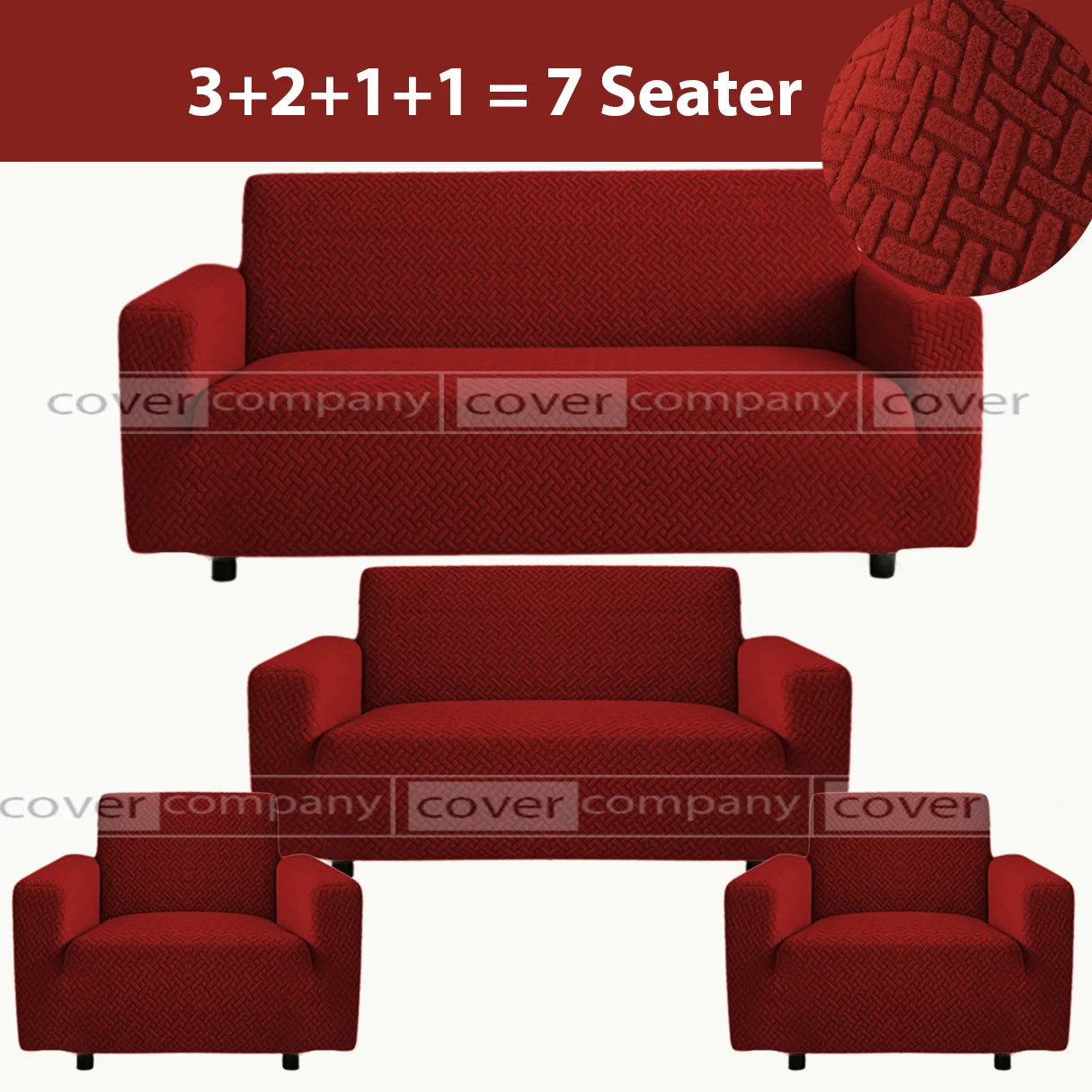 STRIPE JACQUARD SOFA COVER MAROON