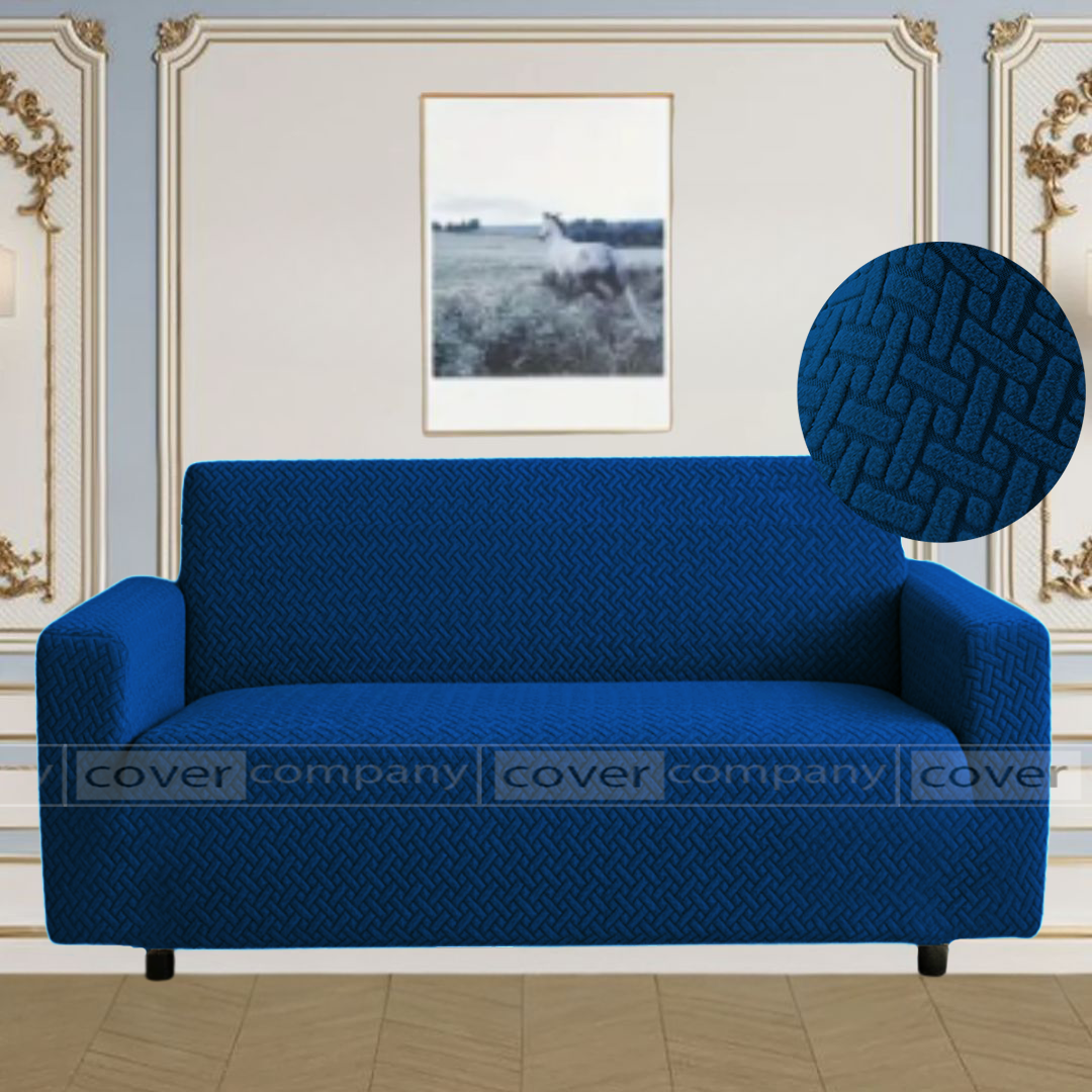 STRIPE JACQUARD SOFA COVER BLUE