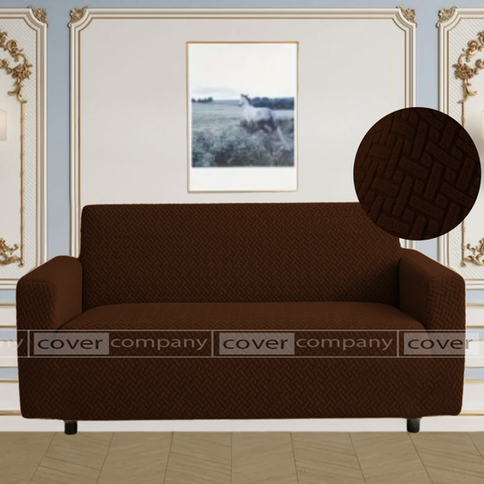 STRIPE JACQUARD SOFA COVER BROWN