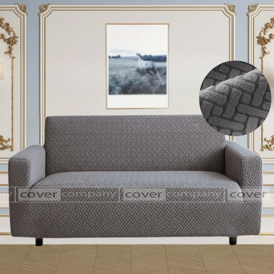 STRIPE JACQUARD SOFA COVER GREY