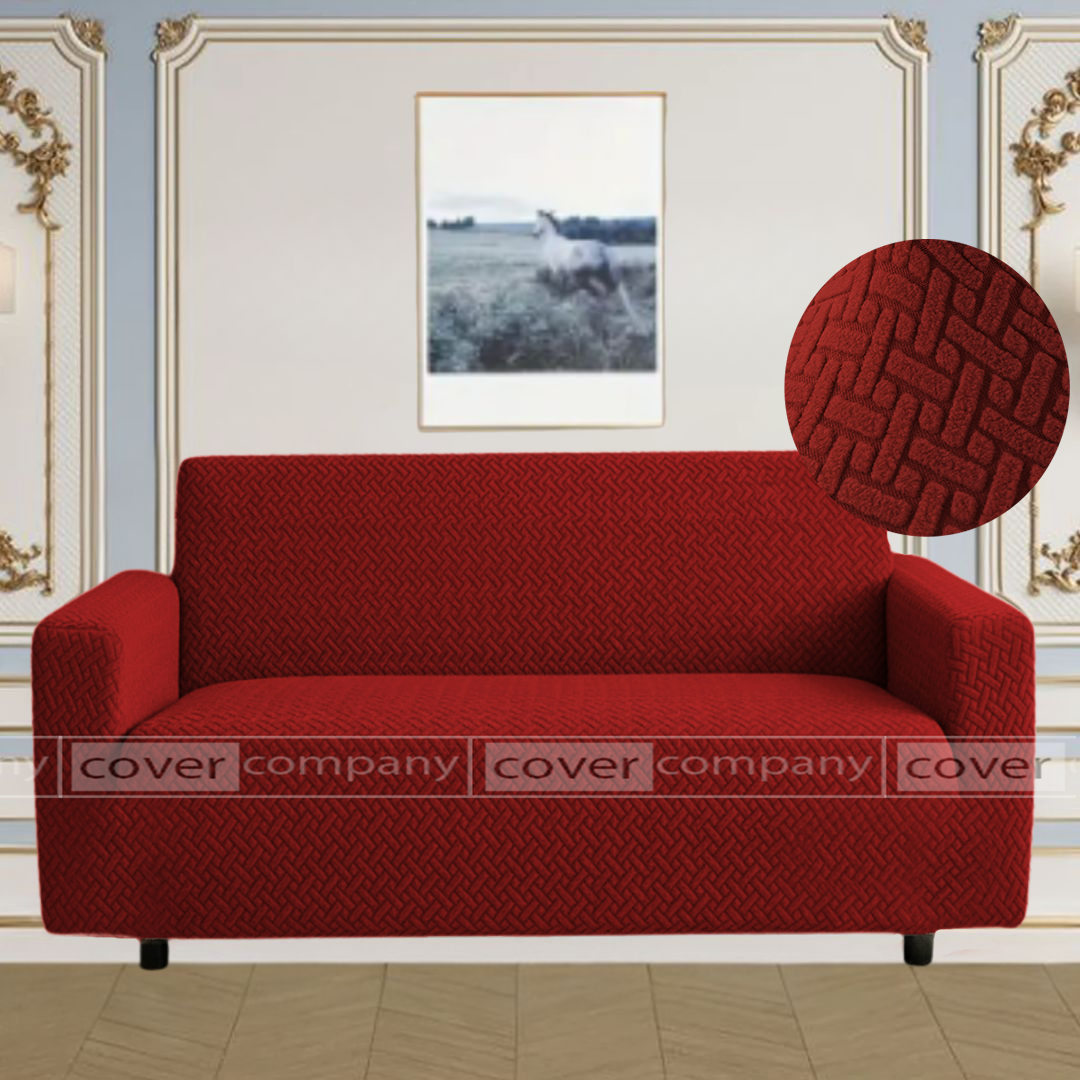 STRIPE JACQUARD SOFA COVER MAROON